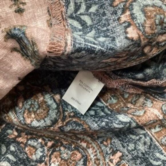 J. Jill Folklore Stamped Tunic Top Sz Sz 2X Linen Blend Paisley Boho - Picture 6 of 9